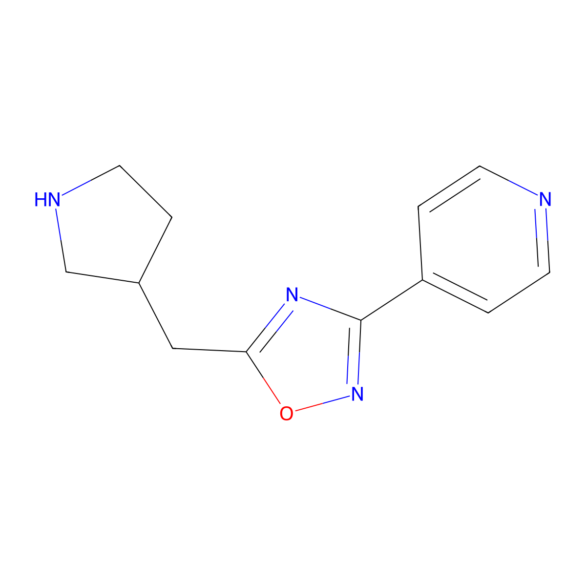 3-(Pyridin-4-yl)-5-(pyrrolidin-3-ylmethyl)-1,2,4-oxadiazole molecular structure, CAS 1505248-83-8
