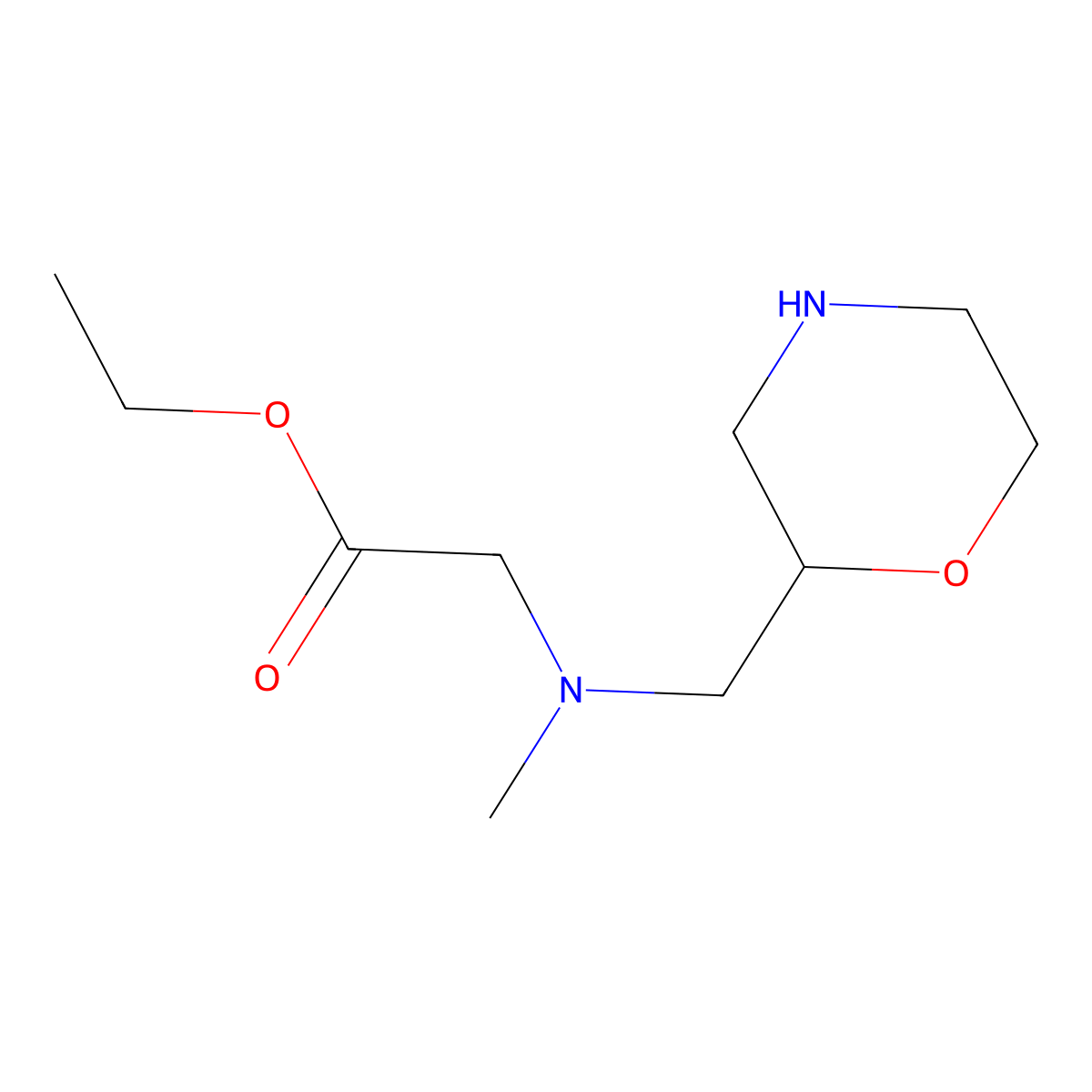 Ethyl 2-{methyl[(morpholin-2-yl)methyl]amino}acetate molecular structure, CAS 1505255-81-1