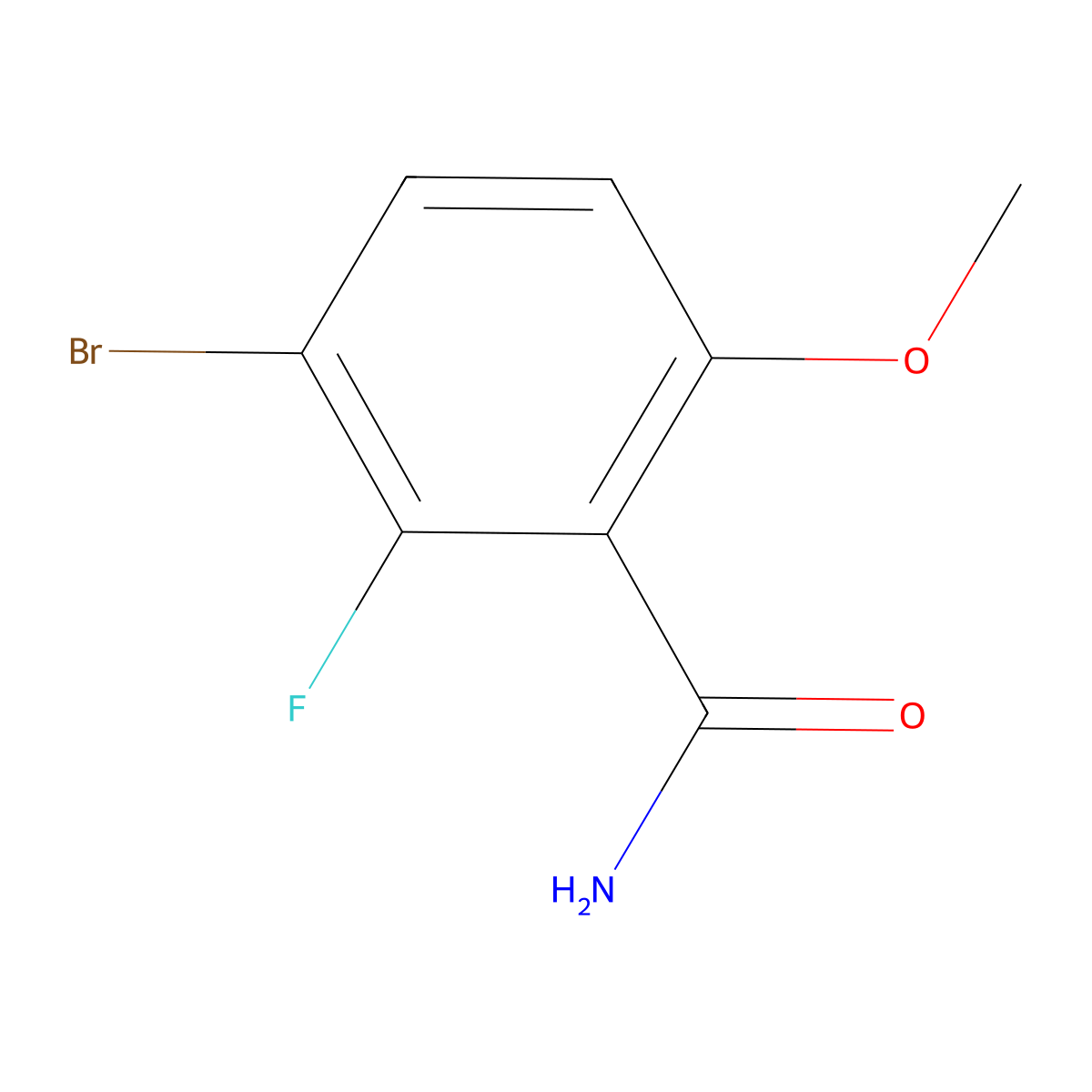 3-Bromo-2-fluoro-6-methoxybenzamide molecular structure, CAS 1505258-88-7