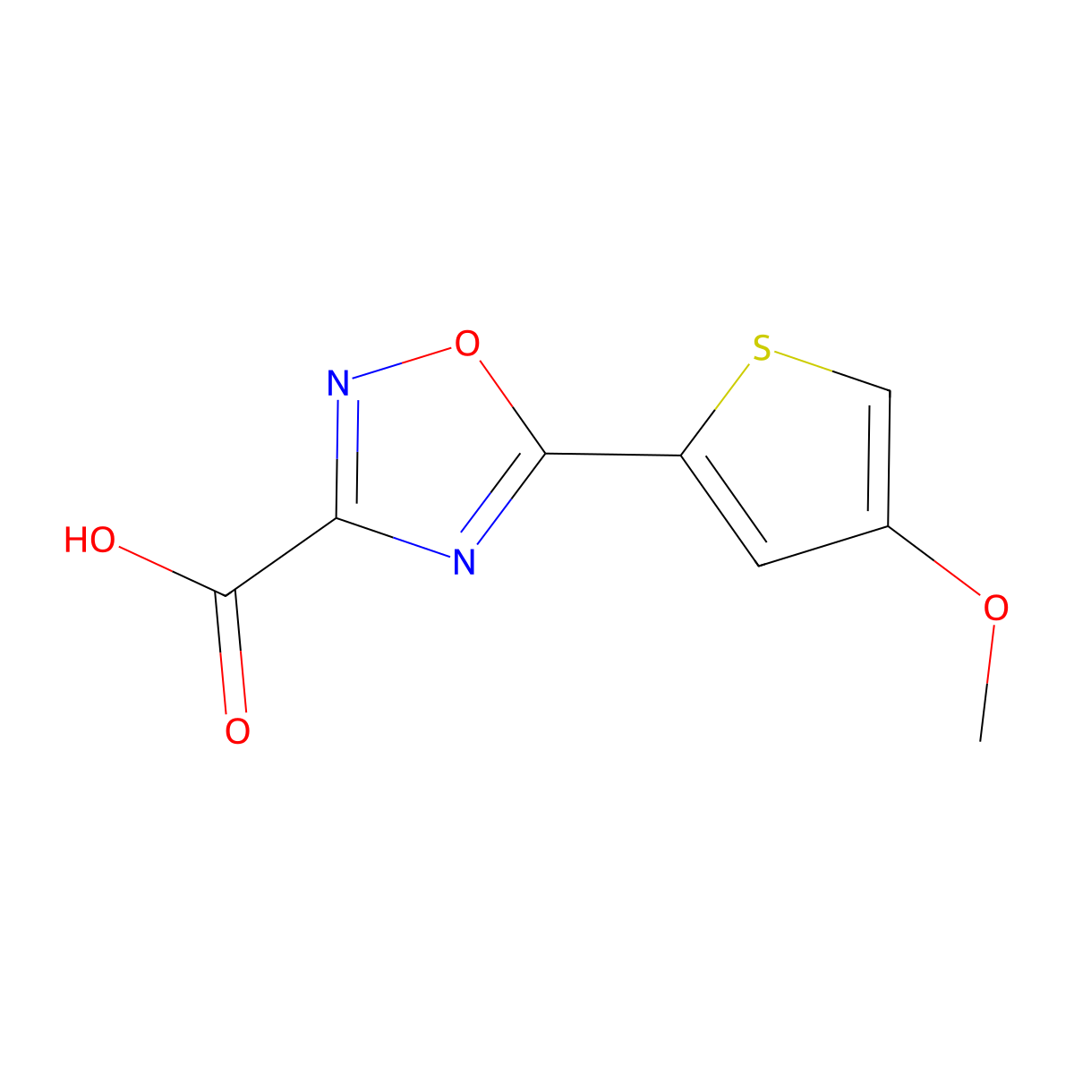 5-(4-Methoxythiophen-2-yl)-1,2,4-oxadiazole-3-carboxylic acid molecular structure, CAS 1505259-73-3
