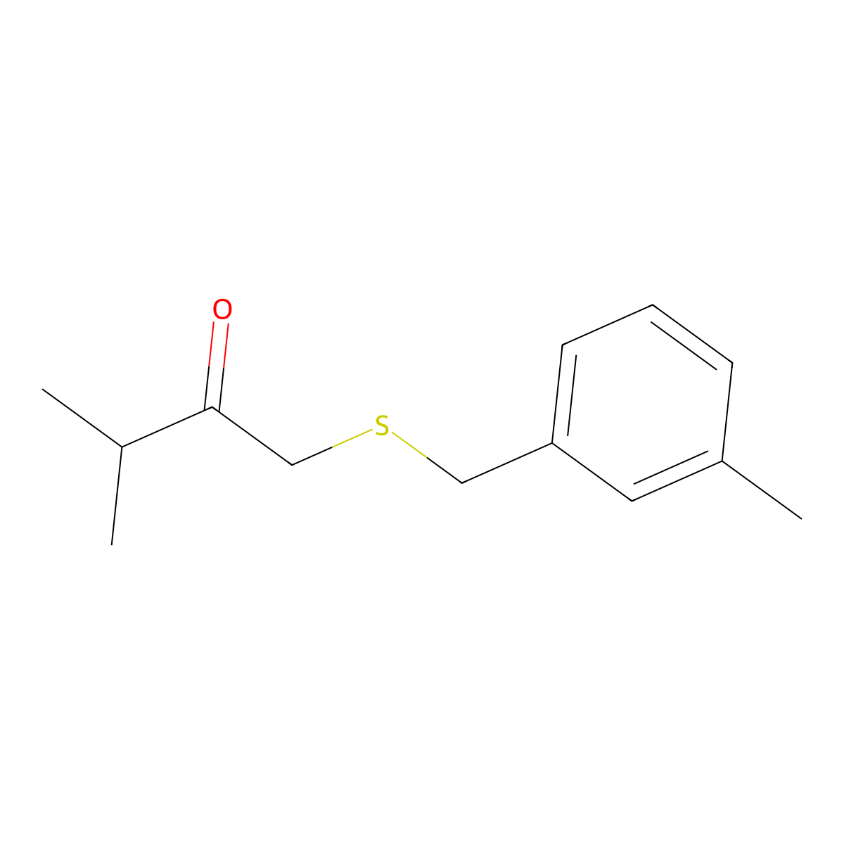 3-Methyl-1-((3-methylbenzyl)thio)butan-2-one molecular structure, CAS 1505265-04-2