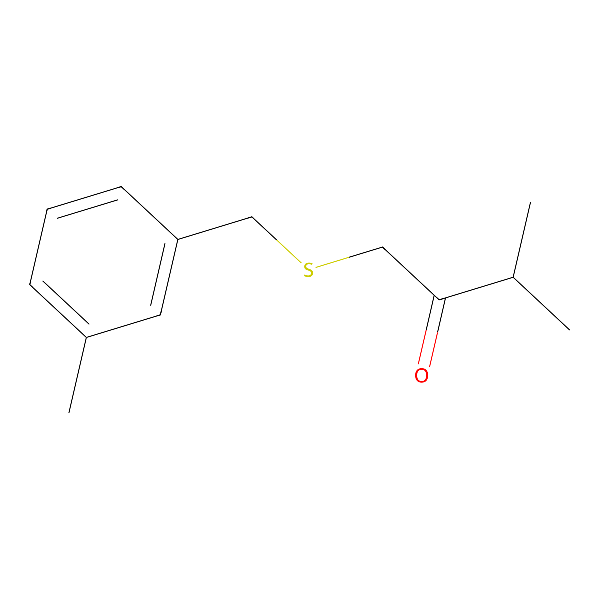 3-Methyl-1-((3-methylbenzyl)thio)butan-2-one molecular structure, CAS 1505265-04-2