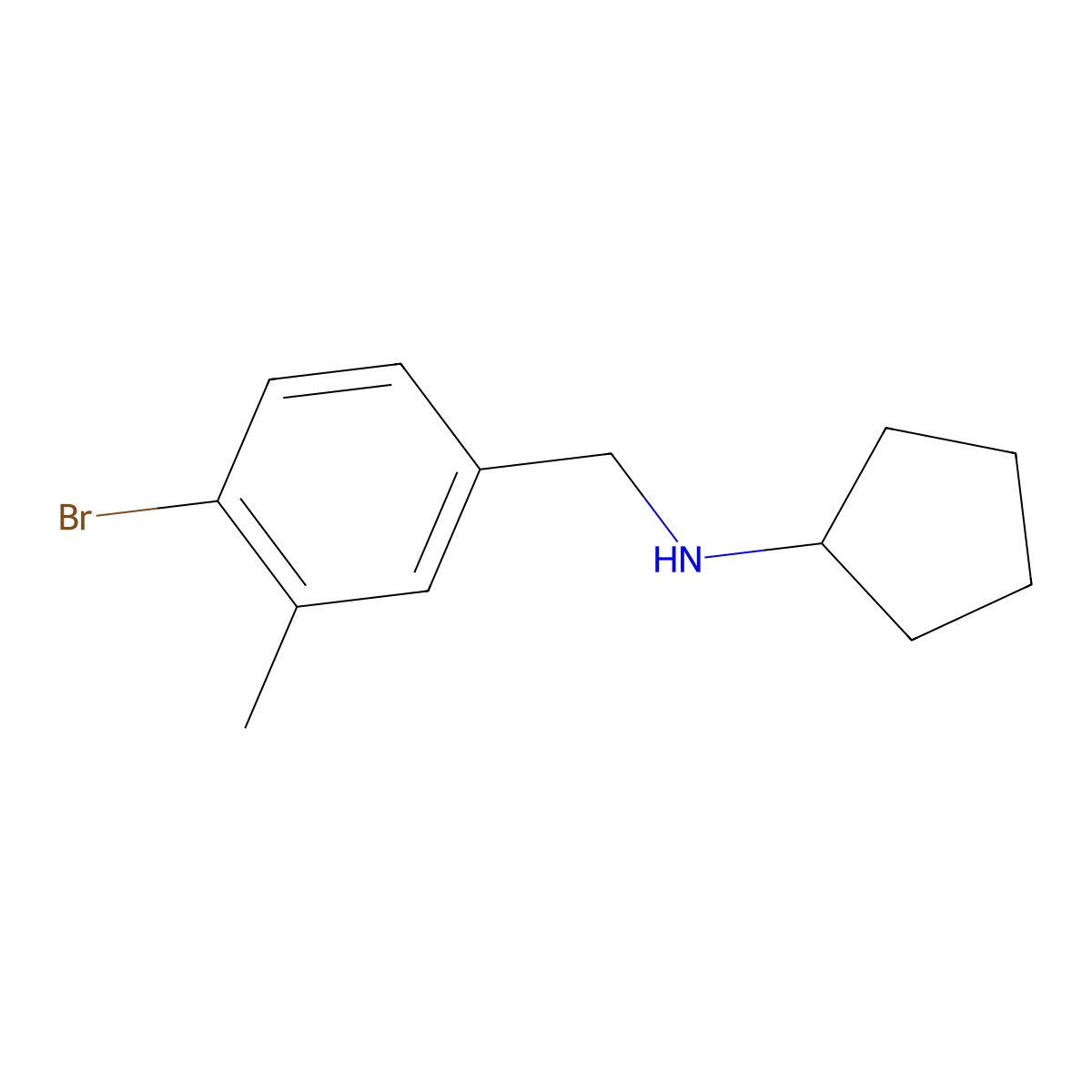 N-[(4-bromo-3-methylphenyl)methyl]cyclopentanamine molecular structure, CAS 1505274-03-2