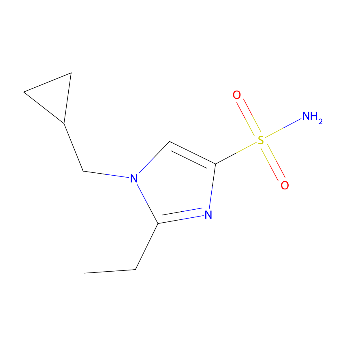 1-(cyclopropylmethyl)-2-ethyl-1H-imidazole-4-sulfonamide molecular structure, CAS 1505275-28-4