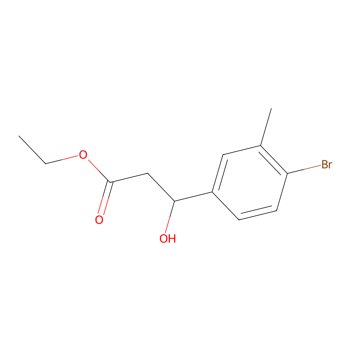 Ethyl 3-(4-bromo-3-methylphenyl)-3-hydroxypropanoate molecular structure, CAS 1505277-40-6