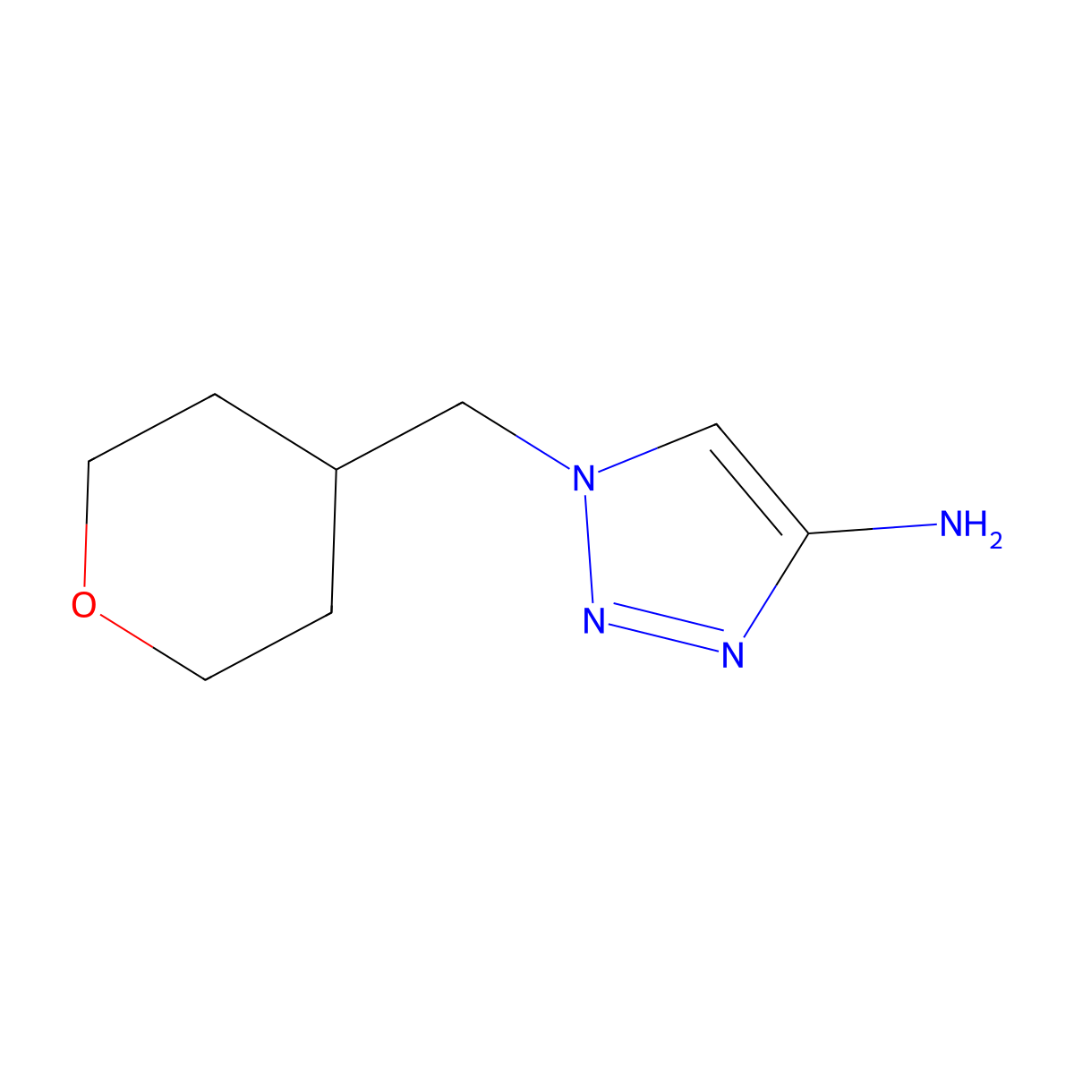 1-[(oxan-4-yl)methyl]-1H-1,2,3-triazol-4-amine molecular structure, CAS 1505290-59-4