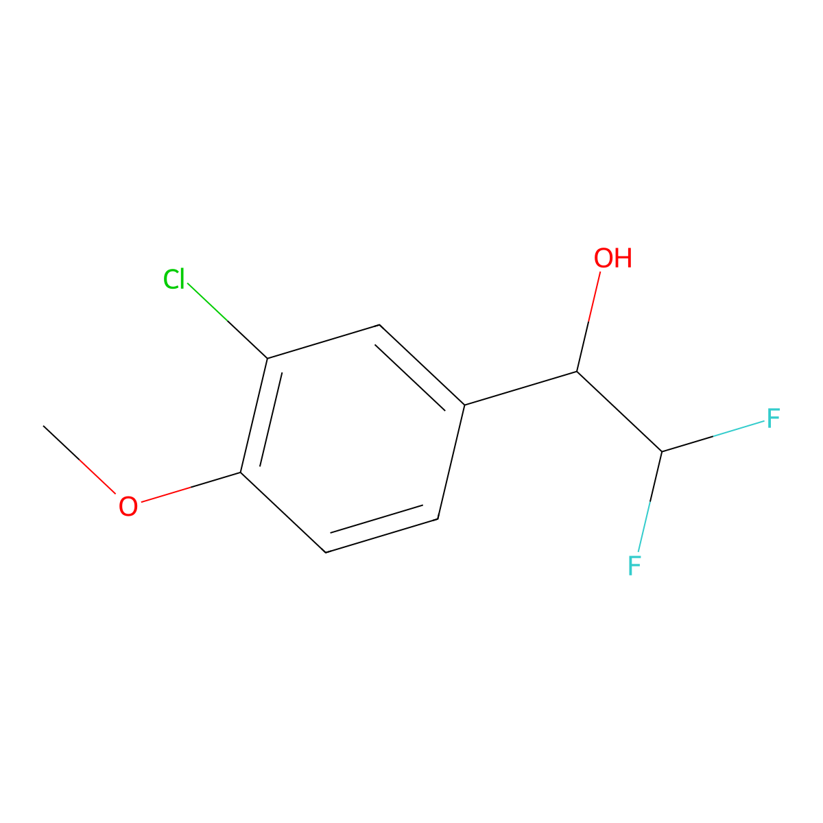 1-(3-Chloro-4-methoxyphenyl)-2,2-difluoroethan-1-ol molecular structure, CAS 1505305-44-1