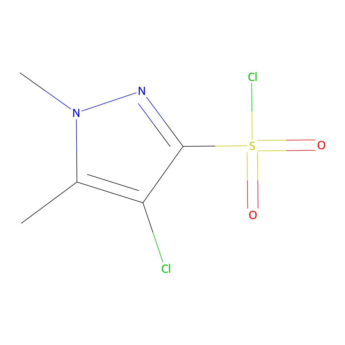 4-chloro-1,5-dimethyl-1H-pyrazole-3-sulfonyl chloride molecular structure, CAS 1505327-99-0