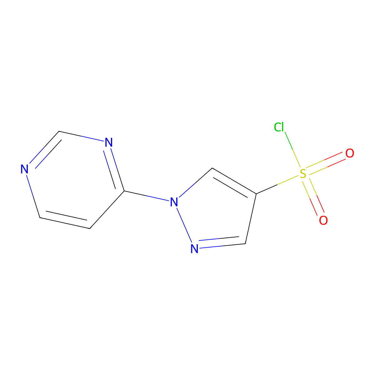 1-(pyrimidin-4-yl)-1H-pyrazole-4-sulfonyl chloride molecular structure, CAS 1505332-27-3