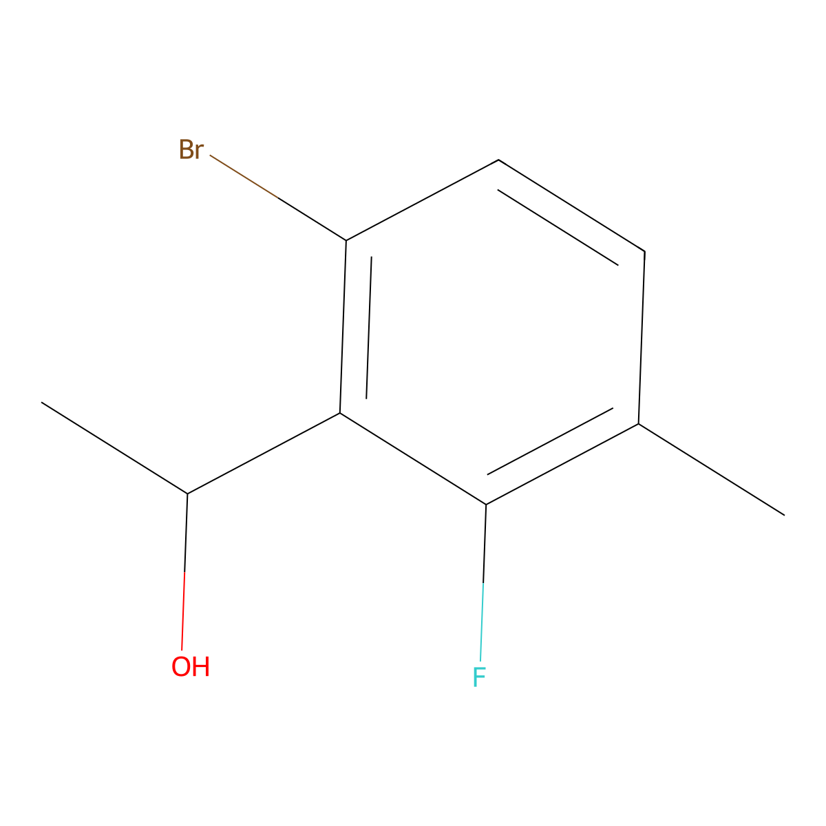 1-(6-Bromo-2-fluoro-3-methylphenyl)ethanol molecular structure, CAS 1505334-73-5
