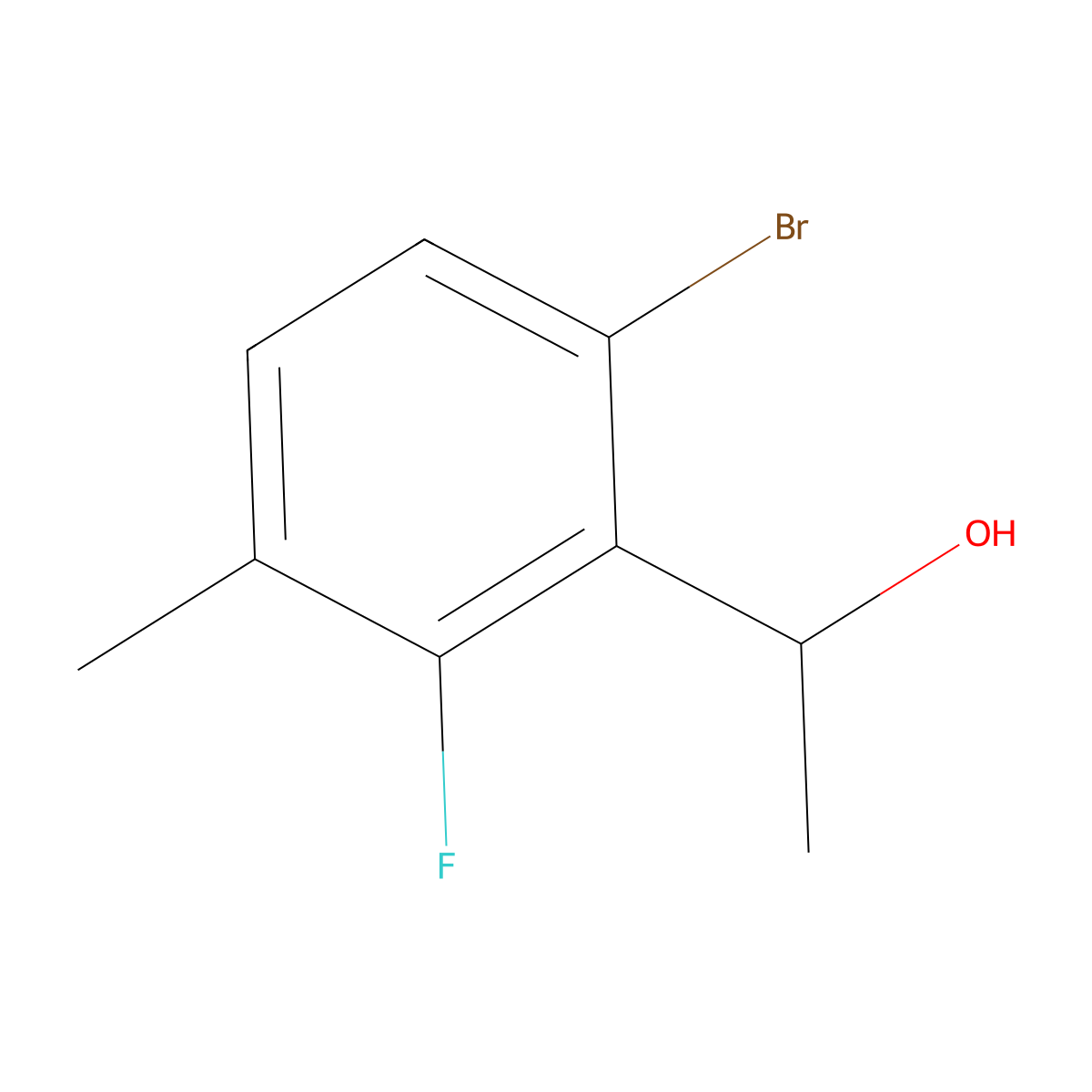 1-(6-Bromo-2-fluoro-3-methylphenyl)ethanol molecular structure, CAS 1505334-73-5