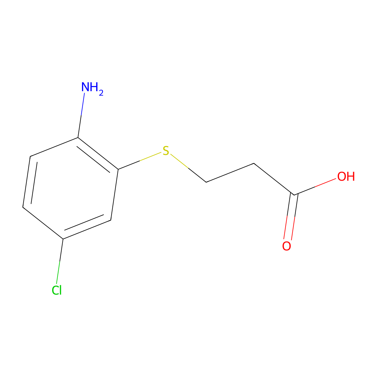 3-[(2-Amino-5-chlorophenyl)sulfanyl]propanoic acid molecular structure, CAS 1505334-78-0