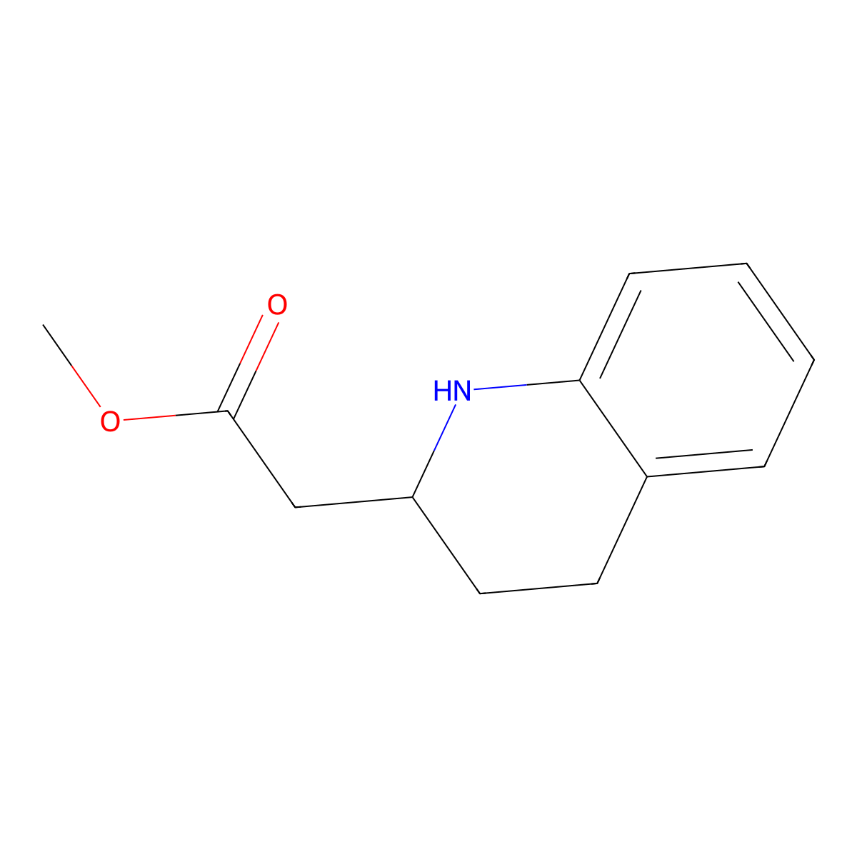 2-Quinolineacetic acid, 1,2,3,4-tetrahydro-, methyl ester molecular structure, CAS 150535-15-2