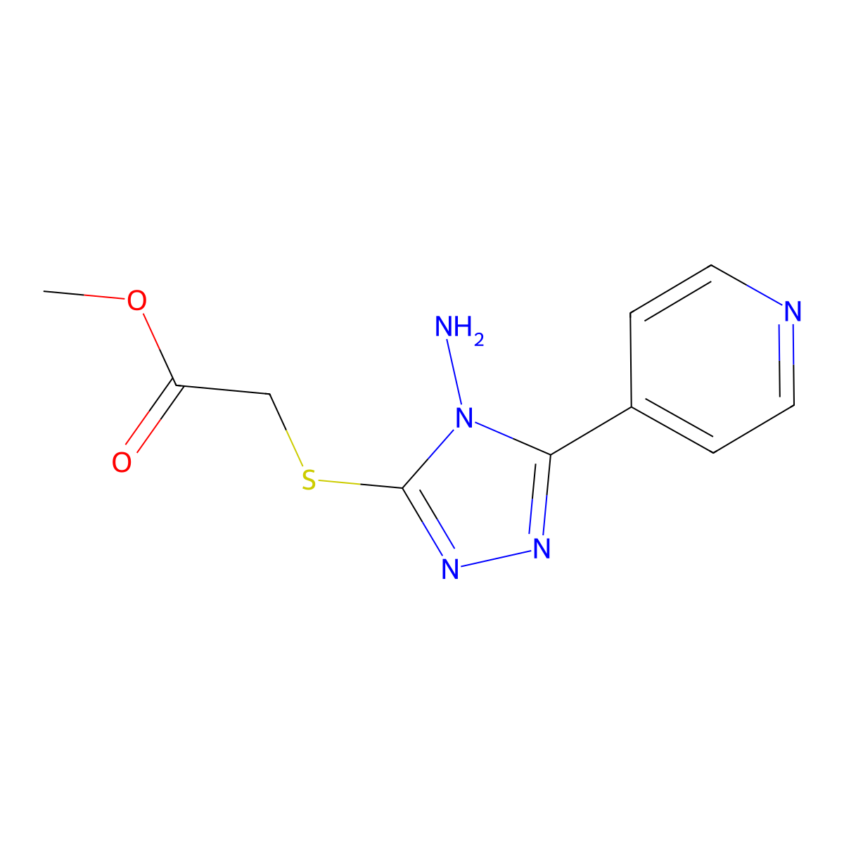 Methyl 2-(4-amino-5-(4-pyridyl)-1,2,4-triazol-3-ylthio)acetate molecular structure, CAS 150535-95-8