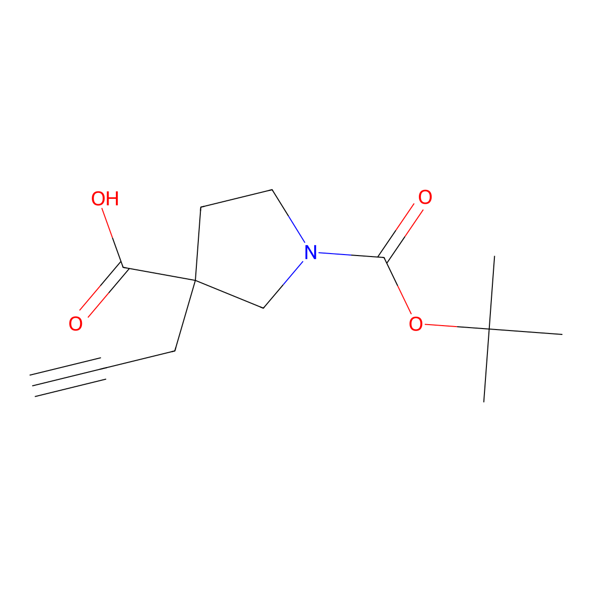 1-[(Tert-butoxy)carbonyl]-3-(prop-2-yn-1-yl)pyrrolidine-3-carboxylic acid molecular structure, CAS 1505359-06-7