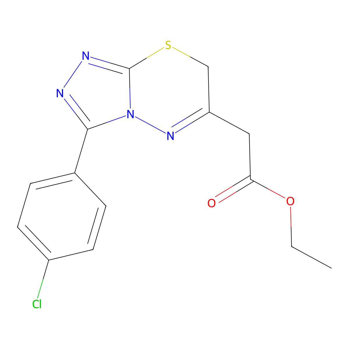 ethyl 2-[3-(4-chlorophenyl)-7H-[1,2,4]triazolo[3,4-b][1,3,4]thiadiazin-6-yl]acetate molecular structure, CAS 150536-08-6