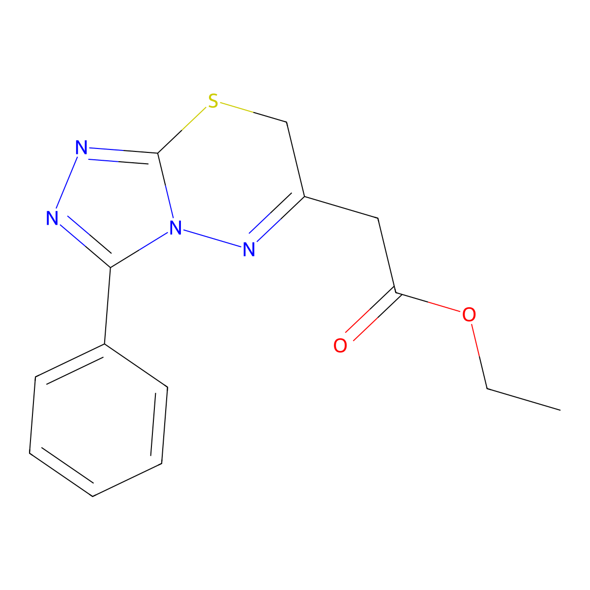 ethyl 2-{3-phenyl-7H-[1,2,4]triazolo[3,4-b][1,3,4]thiadiazin-6-yl}acetate molecular structure, CAS 150536-10-0