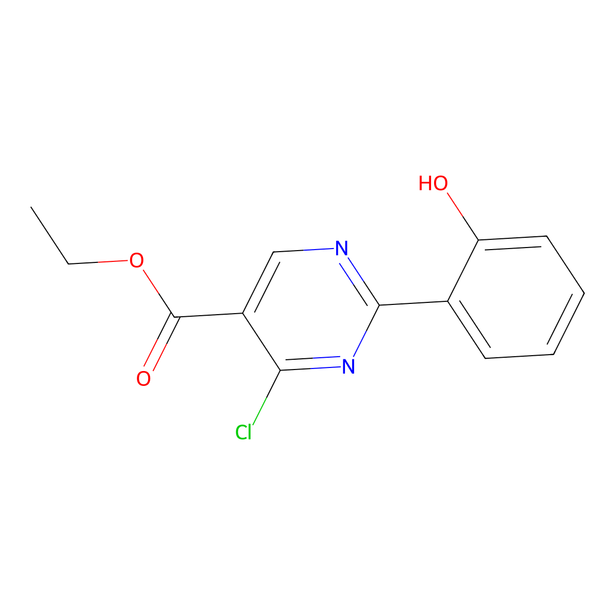 Ethyl 4-chloro-2-(2-hydroxyphenyl)pyrimidine-5-carboxylate molecular structure, CAS 150537-08-9