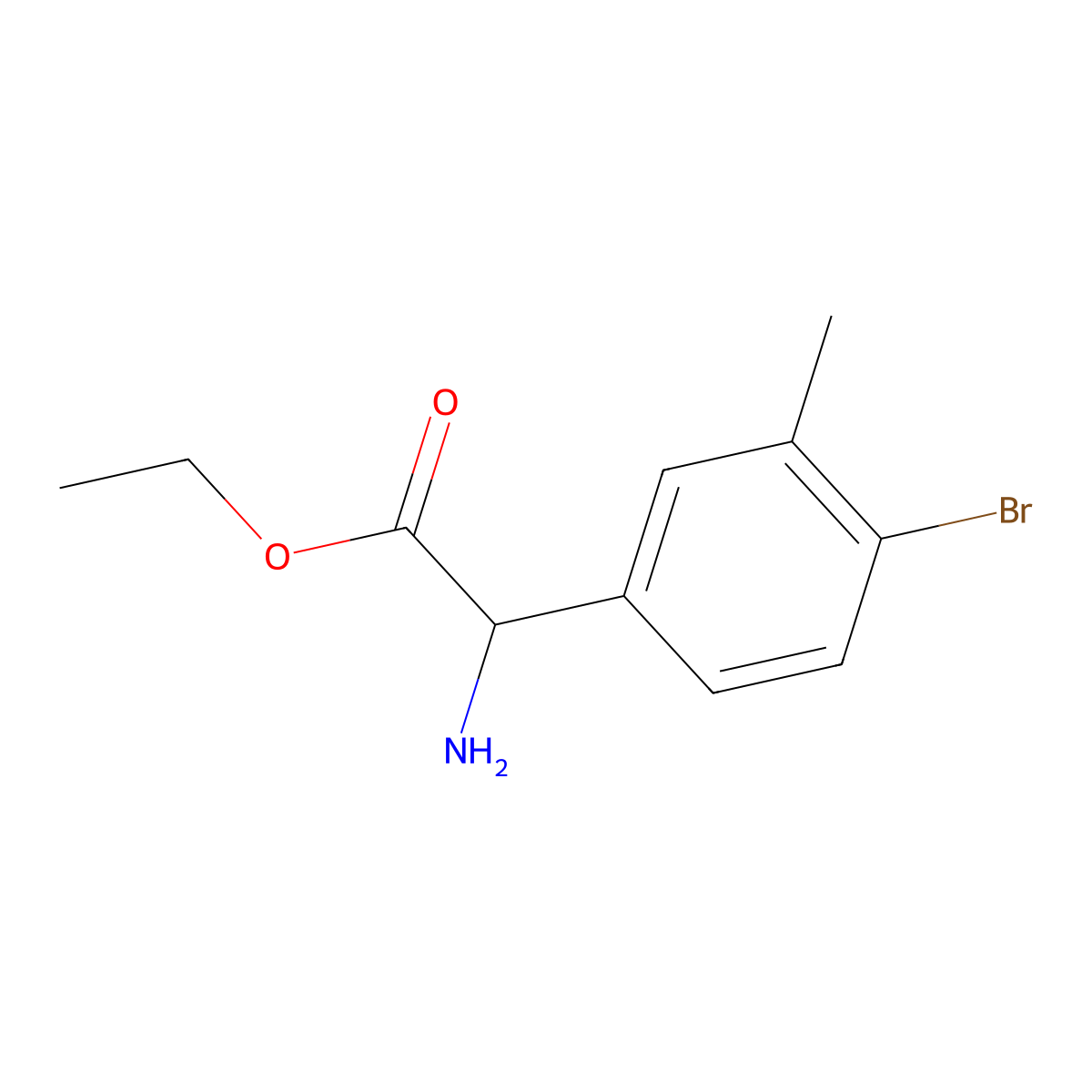 Ethyl 2-amino-2-(4-bromo-3-methylphenyl)acetate molecular structure, CAS 1505372-63-3