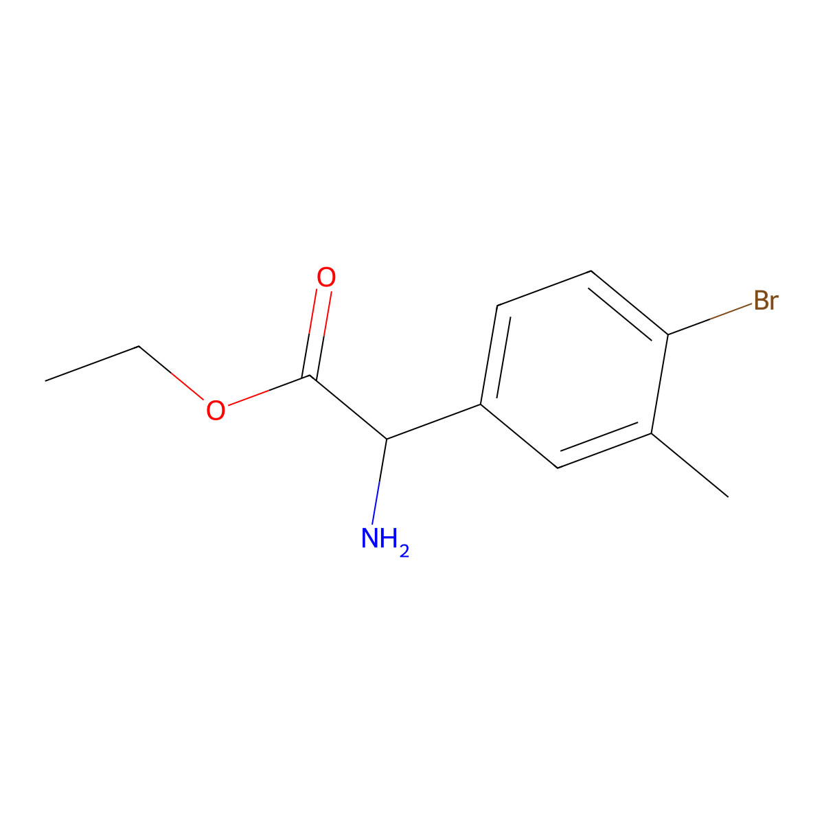 Ethyl 2-amino-2-(4-bromo-3-methylphenyl)acetate molecular structure, CAS 1505372-63-3
