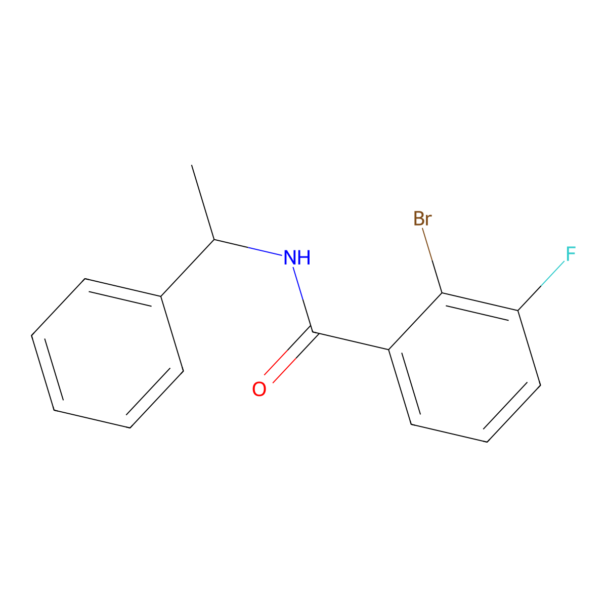 2-Bromo-3-fluoro-N-(1-phenylethyl)benzamide molecular structure, CAS 1505389-84-3