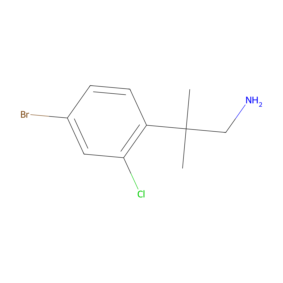 2-(4-Bromo-2-chlorophenyl)-2-methylpropan-1-amine molecular structure, CAS 1505399-49-4