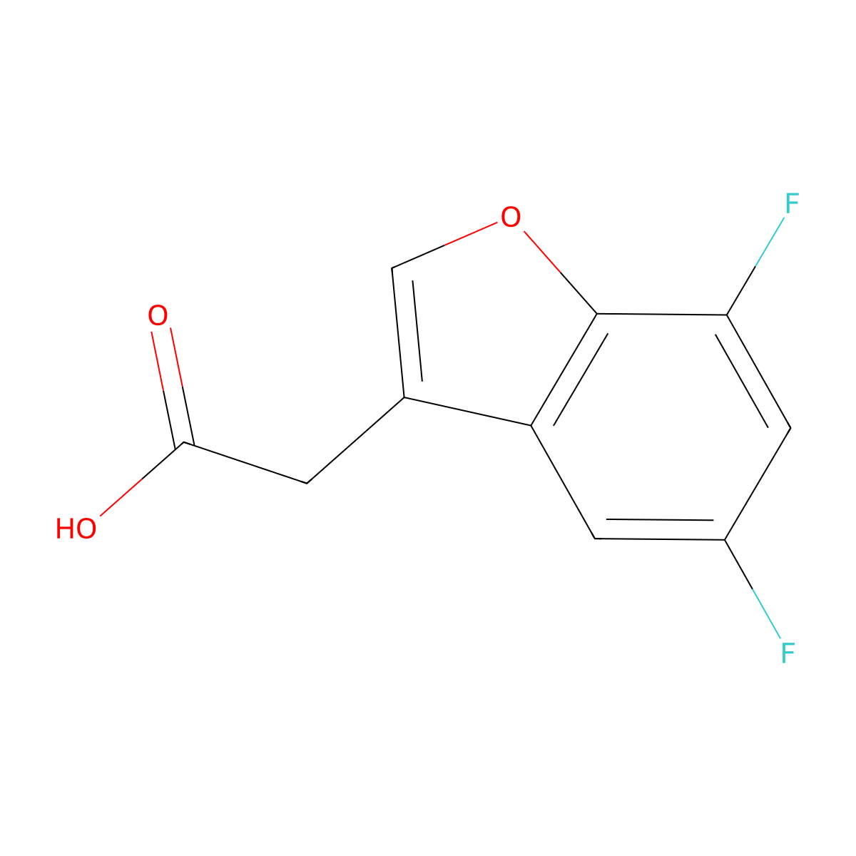 2-(5,7-Difluoro-1-benzofuran-3-yl)acetic acid molecular structure, CAS 1505406-65-4