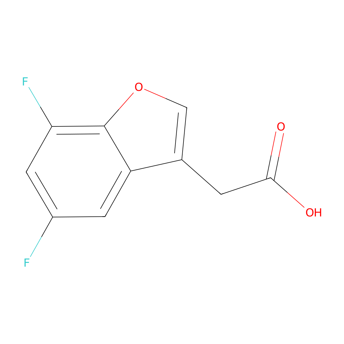 2-(5,7-Difluoro-1-benzofuran-3-yl)acetic acid molecular structure, CAS 1505406-65-4