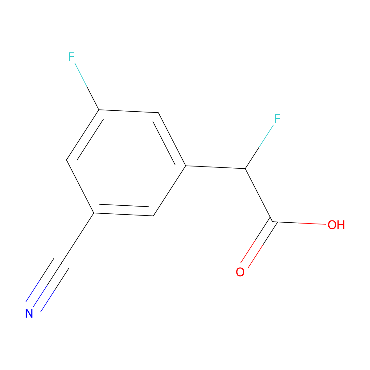 2-(3-Cyano-5-fluorophenyl)-2-fluoroacetic acid molecular structure, CAS 1505412-55-4