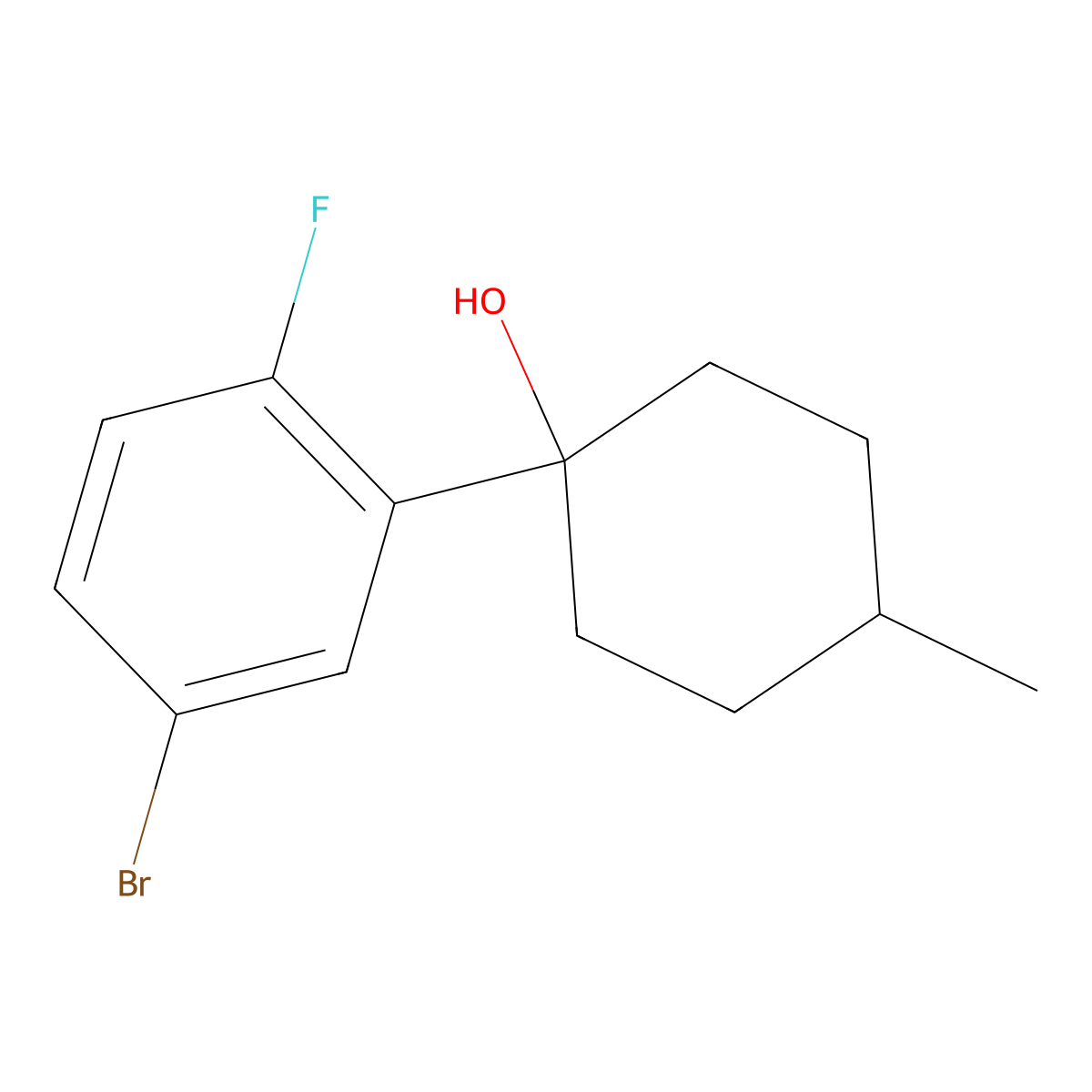 1-(5-Bromo-2-fluorophenyl)-4-methylcyclohexanol molecular structure, CAS 1505414-64-1