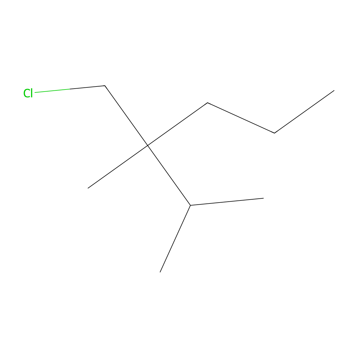 3-(Chloromethyl)-2,3-dimethylhexane molecular structure, CAS 1505418-11-0