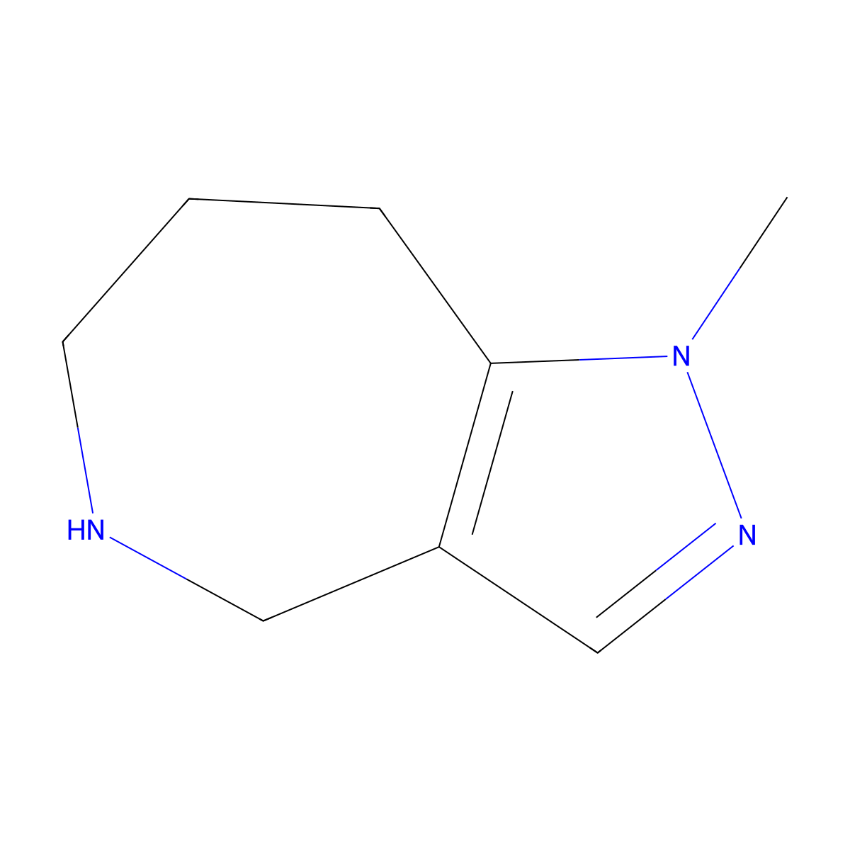 1-methyl-1H,4H,5H,6H,7H,8H-pyrazolo(4,3-c)azepine molecular structure, CAS 1505428-23-8