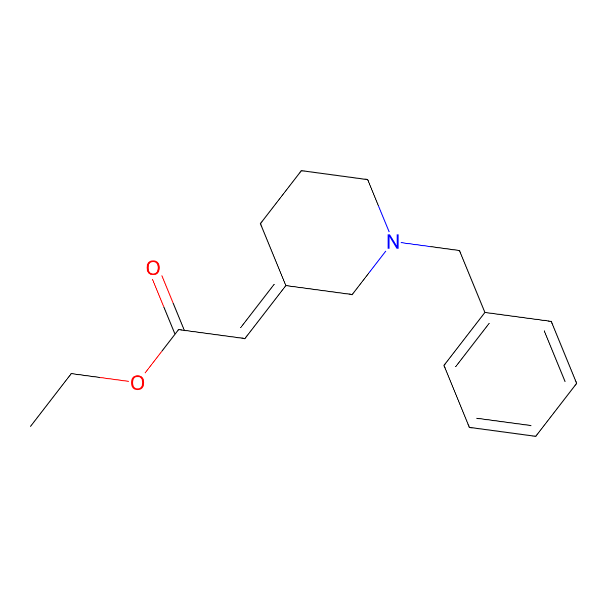 Ethyl 2-(1-benzylpiperidin-3-ylidene)acetate molecular structure, CAS 150543-49-0