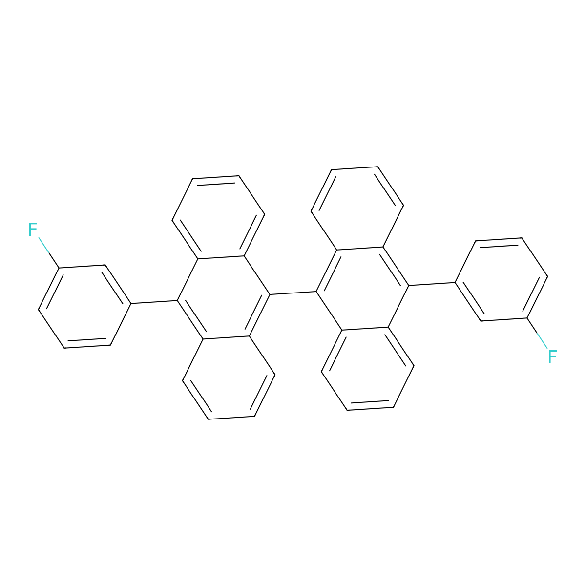 10,10'-Bis(3-fluorophenyl)-9,9'-bianthracene molecular structure, CAS 1505455-96-8