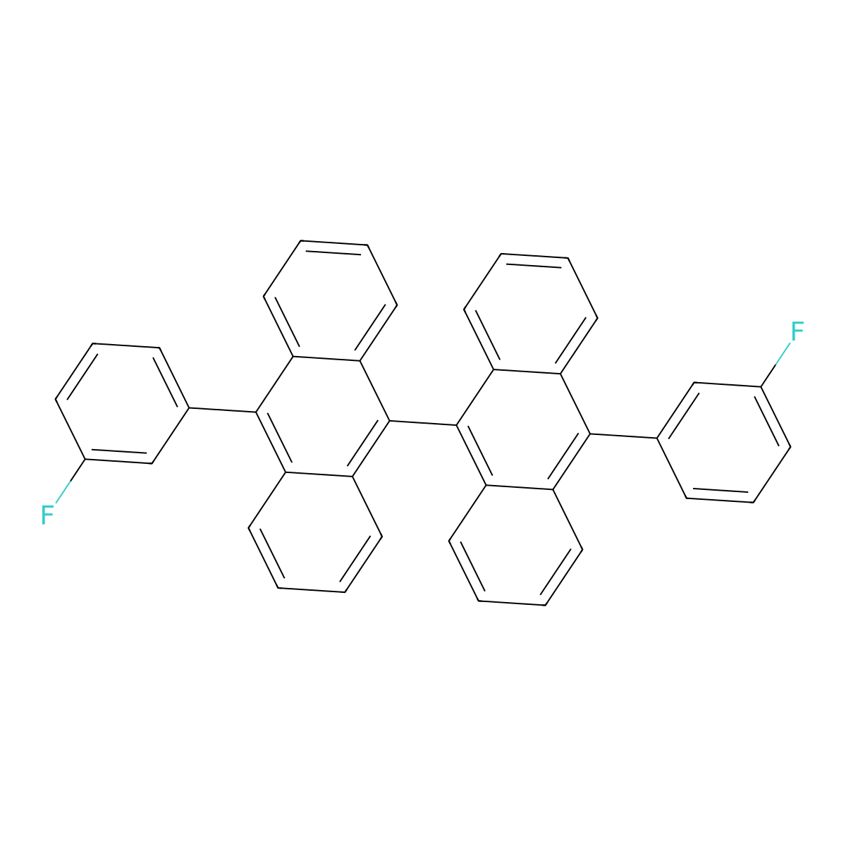 10,10'-Bis(3-fluorophenyl)-9,9'-bianthracene molecular structure, CAS 1505455-96-8