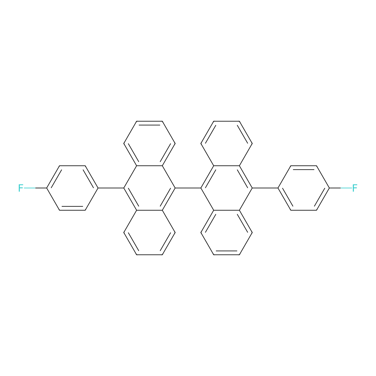10,10'-Bis(4-fluorophenyl)-9,9'-bianthracene molecular structure, CAS 1505455-97-9
