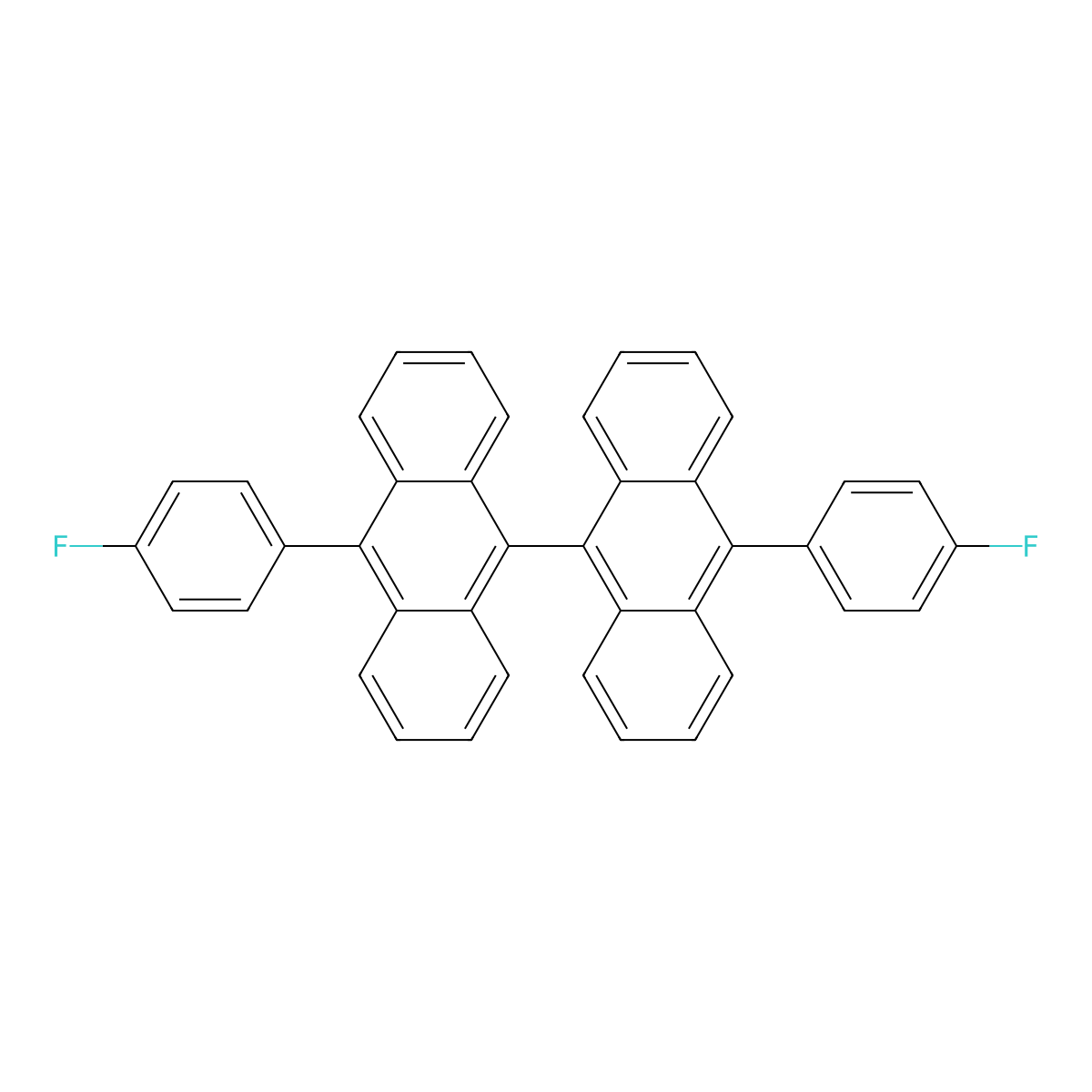 10,10'-Bis(4-fluorophenyl)-9,9'-bianthracene molecular structure, CAS 1505455-97-9