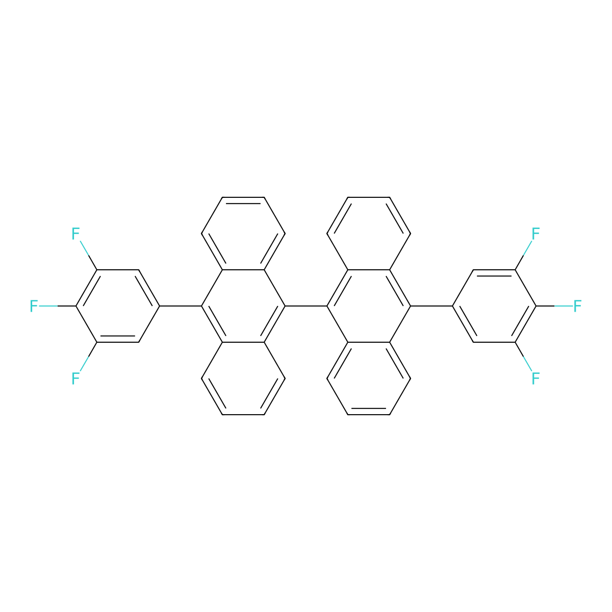 10,10'-Bis(3,4,5-trifluorophenyl)-9,9'-bianthracene molecular structure, CAS 1505455-99-1