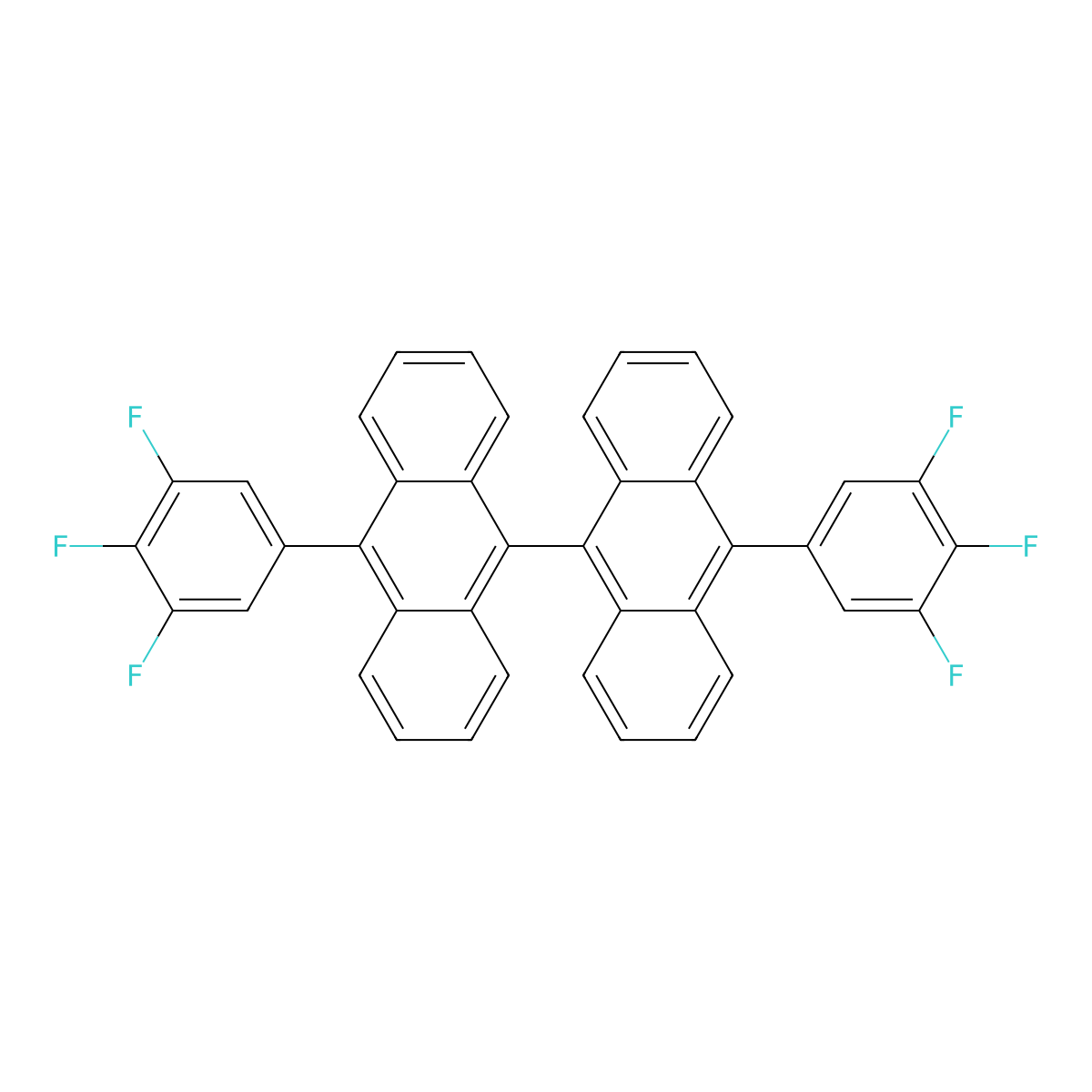 10,10'-Bis(3,4,5-trifluorophenyl)-9,9'-bianthracene molecular structure, CAS 1505455-99-1