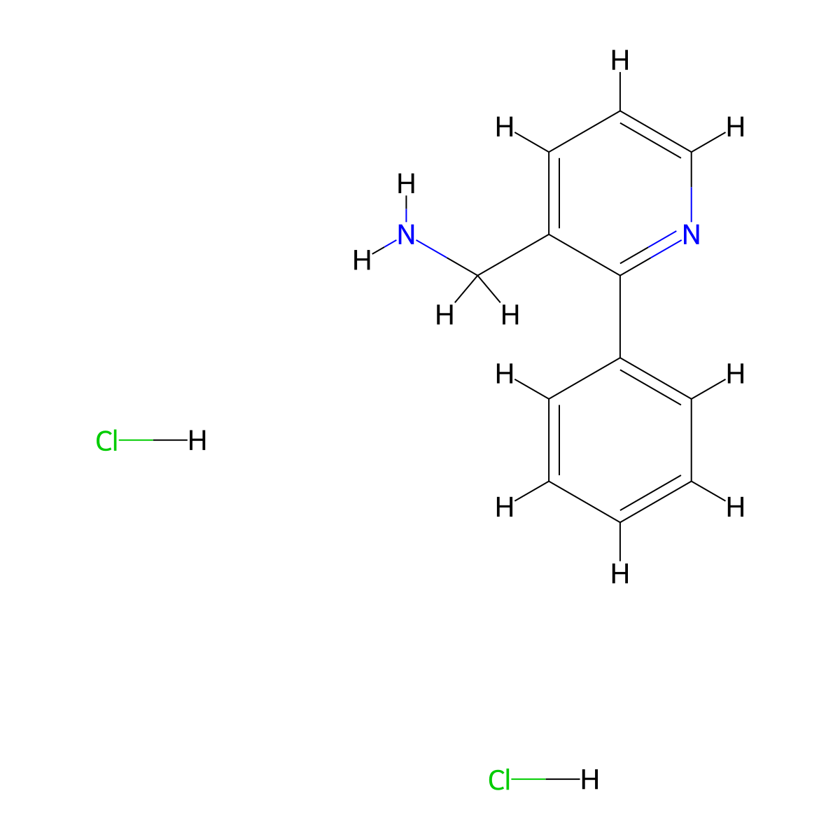 (2-Phenylpyridin-3-yl)methanamine dihydrochloride molecular structure, CAS 1505459-34-6