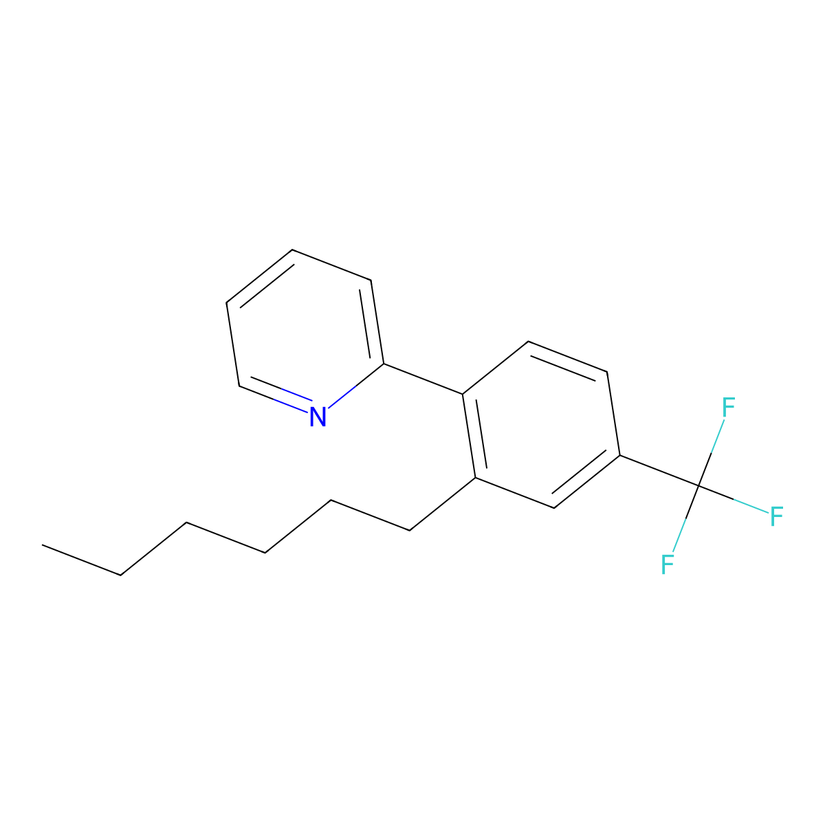2-{2-n-Hexyl-4-(trifluoromethyl)phenyl}pyridine molecular structure, CAS 1505492-41-0