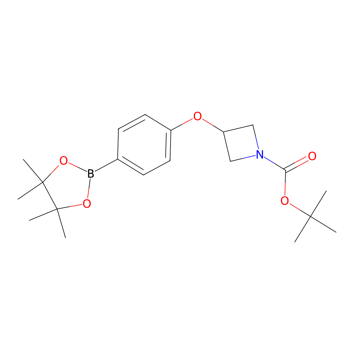 tert-Butyl 3-(4-(4,4,5,5-tetramethyl-1,3,2-dioxaborolan-2-yl)phenoxy)azetidine-1-carboxylate molecular structure, CAS 1505515-91-2