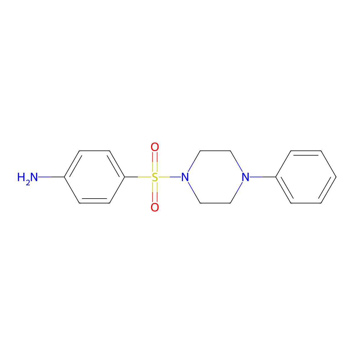 Piperazine, 1-[(4-aminophenyl)sulfonyl]-4-phenyl- molecular structure, CAS 150558-10-4
