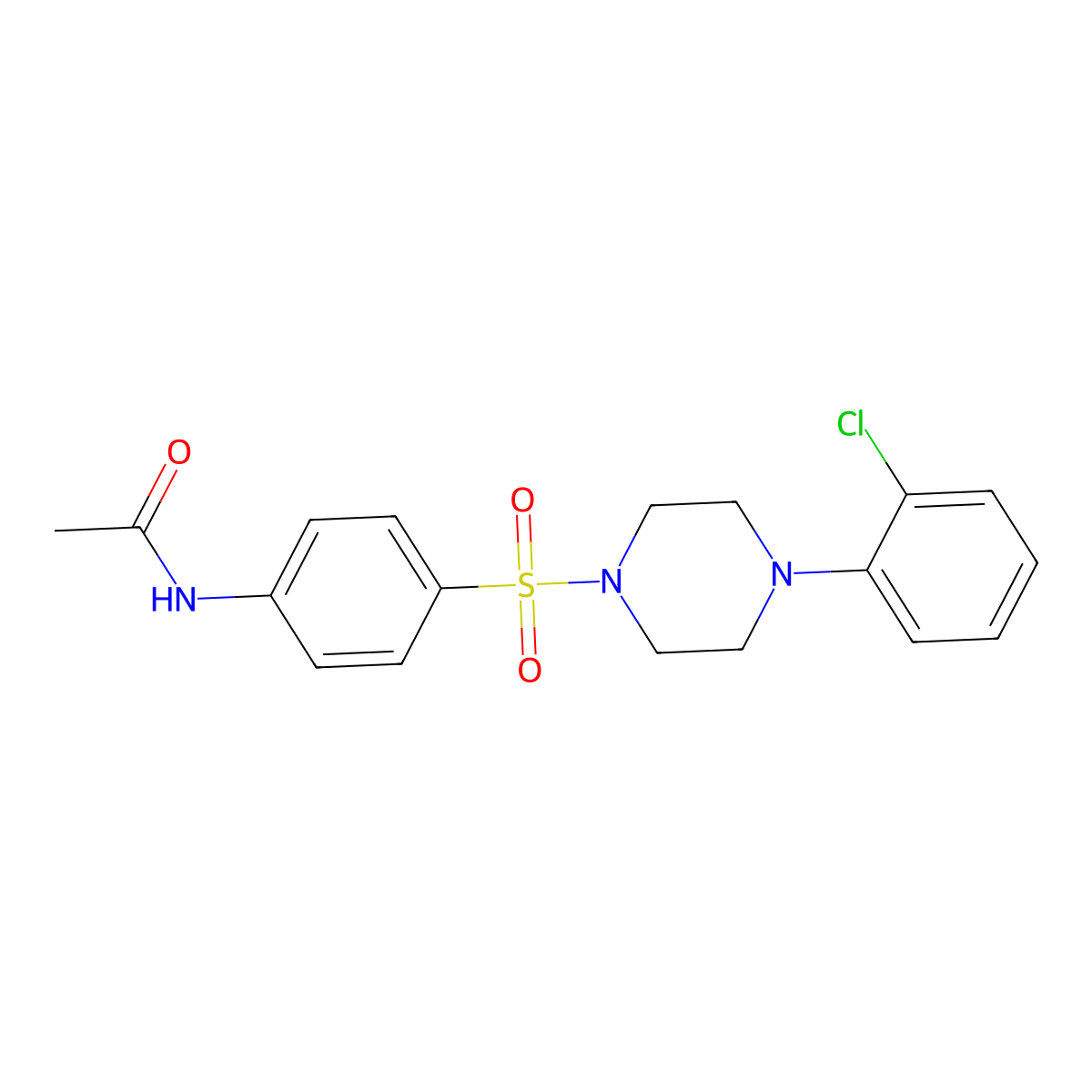 N-(4-{[4-(2-chlorophenyl)piperazinyl]sulfonyl}phenyl)acetamide molecular structure, CAS 150558-72-8