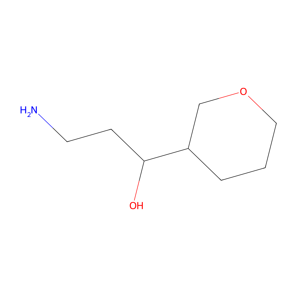 3-Amino-1-(oxan-3-yl)propan-1-ol molecular structure, CAS 1505588-25-9
