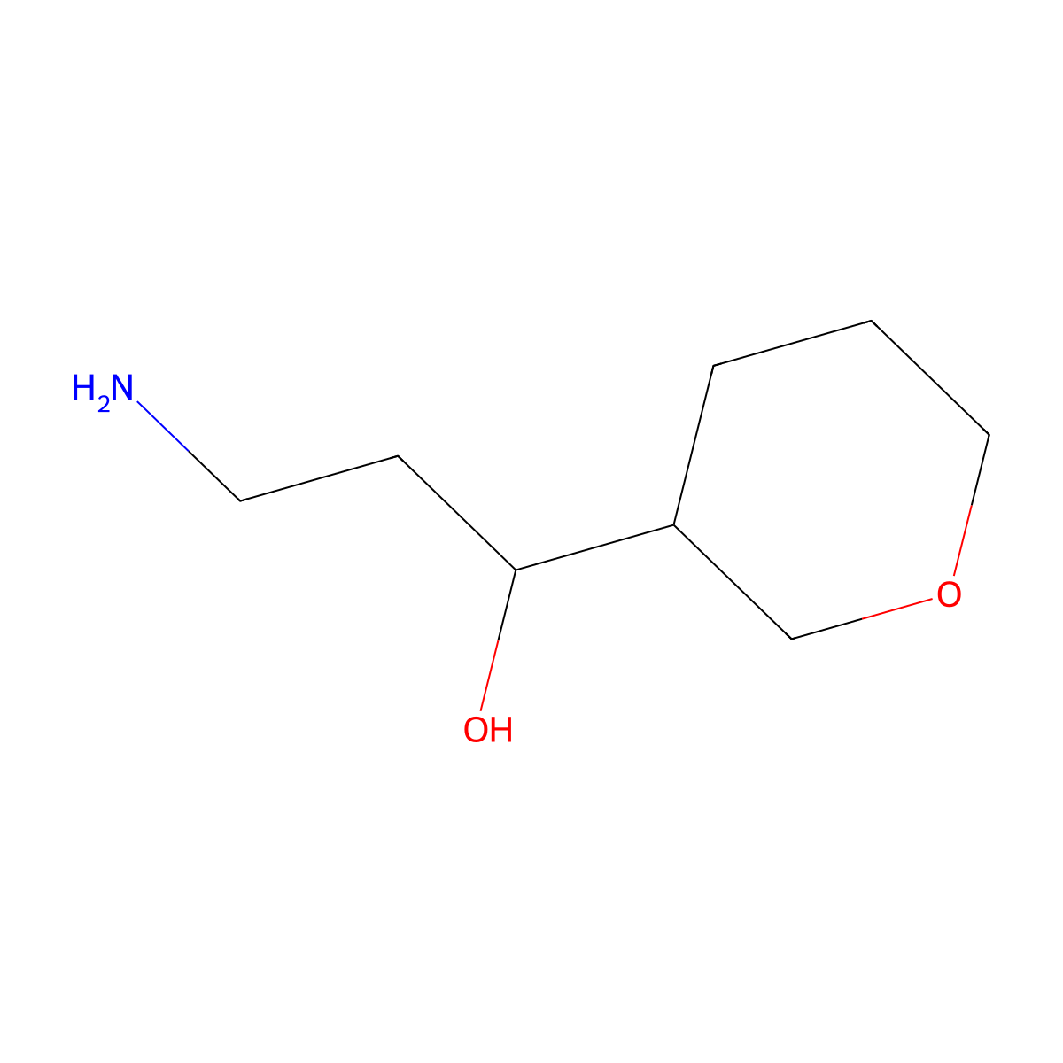 3-Amino-1-(oxan-3-yl)propan-1-ol molecular structure, CAS 1505588-25-9