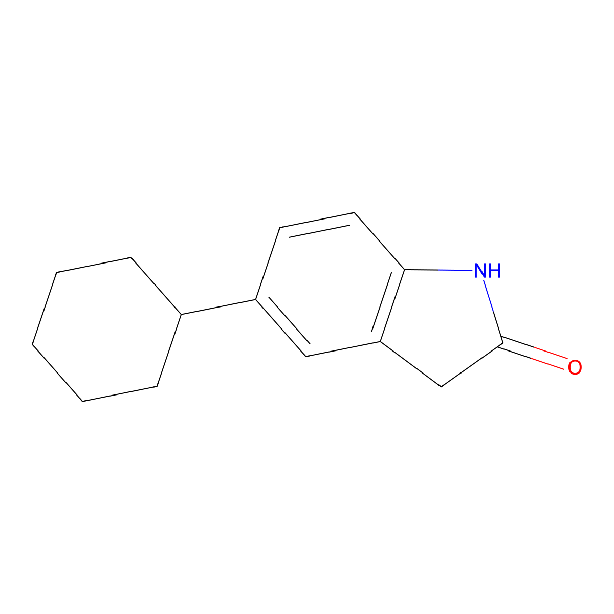 5-cyclohexyl-2,3-dihydro-1H-indol-2-one molecular structure, CAS 150560-60-4
