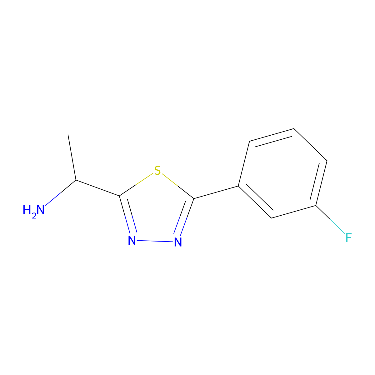 1-[5-(3-Fluorophenyl)-1,3,4-thiadiazol-2-yl]ethan-1-amine molecular structure, CAS 1505610-39-8