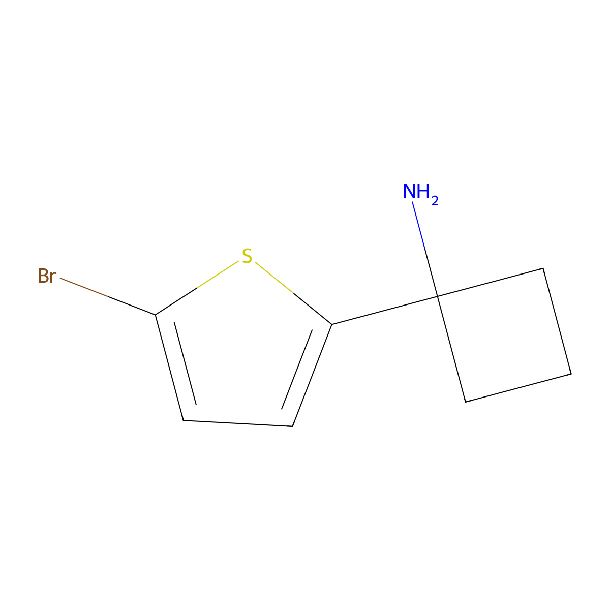 1-(5-Bromothiophen-2-yl)cyclobutan-1-amine molecular structure, CAS 1505612-19-0