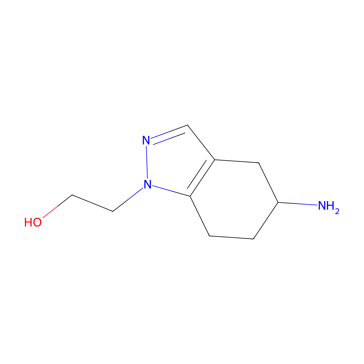 2-(5-amino-4,5,6,7-tetrahydro-1H-indazol-1-yl)ethan-1-ol molecular structure, CAS 1505614-63-0